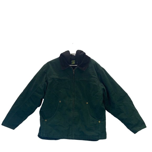 Cabelas Outdoor Gear Canvas Zip Up Insulated Work Jacket Coat size L thermal swe - Picture 2 of 16